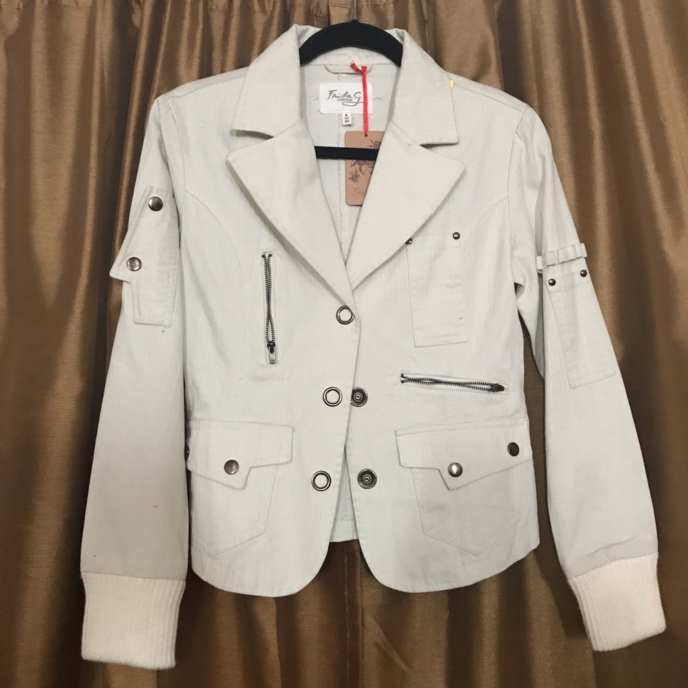 Frida G London Utility Jacket Cream Sz S Women NWT